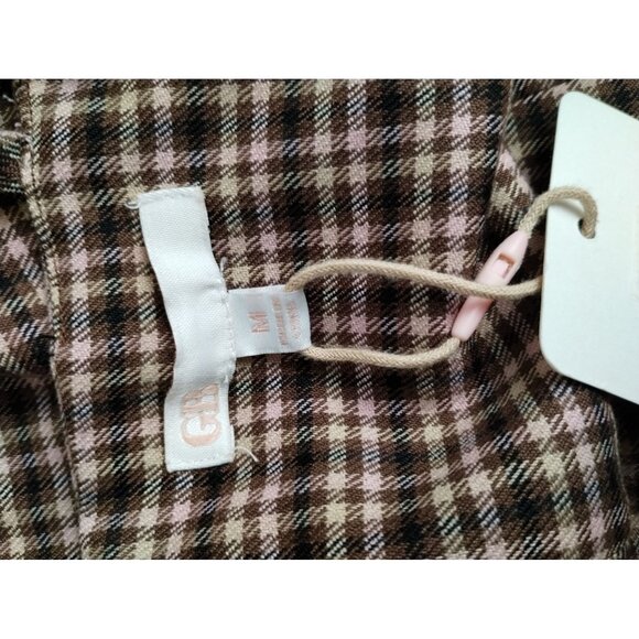 GB Juniors M Brown and Pink Plaid Mini Dress with Square Neck and a Notch Front - Picture 6 of 7